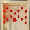 Curtain Door Heart Shape Solid Colour Plush Bedroom Decoration Girl Room Punch-free Hanging Home Divider Curtains