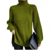 Kashmirtröja kvinnor Autumn/Winter New Knitwear Mid Length Raglan Sleeve High Flip Collar Split tröja klänning 740