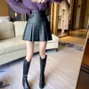 Skirts MOUKYUN Summer Women Pleated Leather Korean Fashion Ladies A line Short Skirt Woman High Waist PU Streetwear 231207