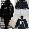 23 Exclusive Co branded 10 Football Bread Down Cotton Coat with contrasting color patchwork loose and warm thickened couple jacket