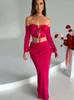 Work Dresses Avrilyaan Lace Up Backless Sexy Two Piece Set Hollow Out Top Chain Long Skirt Women Elegant Evening Party 2