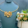 Ensemble collier et boucles d'oreilles en cuivre plaqué or 24k, pendentif goutte, bijoux africains pour femmes, grands accessoires de mode pour mariage