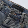 Mäns jeans designer lyx JB High Street Letter Sticky Leather Trendy Brand Elastic Slim Fit Short Leggings Denim Straight Hair 8QC9