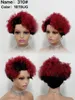 Short Kinky Curly Pixie Cut Wig With Bangs Ombre Color Human Hair Machine Made Lace Wigs For Women