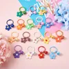 Keychains 17Pcs Soft Rubber Pendant Flowers With Iron Findings For Jewelry Making Earphone Pet Necklace Decoration