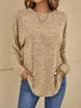 Женские свитера, женский вязаный свитер, осень-зима 2023, футболка с длинным рукавом и круглым вырезом, повседневные джемперы, корейский модный трикотаж