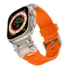 패스 파인더 티탄 컬러 스틸 금속 어댑터 TPU 실리콘 스트랩 팔찌 팔찌 밴드 S9 Apple Watch 시리즈 3 4 5 6 7 8 9 SE Ultra 2 IWATH 42 44 45 49mm