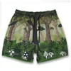 Mens Shorts Kinetic Men Summer Casual Sports Pants Quarter Mesh Bermuda Printing Breathable Loose