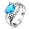 Pierścienie klastra najnowsze moda moda niebieska cyrkon srebrny pierścień biżuteria /ahrxdskk xioismwf