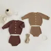 Ensembles de vêtements 3666C Baby Set Pull tricoté Costume Automne Coton Fil Pit Net Garçons Deux pièces Cardigan Manteau Pantalon à pain 231207