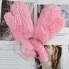 Pięć palców rękawiczki zimowe dziewczyny ciepłe miękkie futrzane rękawice dobre elastyczne kobiety prawdziwe futrzane rękawiczki ręcznie robione w 100% naturalne Rabbit Rabbit Furtens 231207