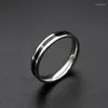 Cluster Rings Simple Black Silver Color Stainless Steel Ring Lover Couple 4mm 6mm Width For Women Men Vintage Cool Drop