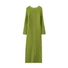 Casual Dresses YENKYE Sexy Women Green Knit Maxi Dress Long Sleeve O Neck Female Autumn Winter Slim Sweater Party Vestidos