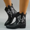 Stivali Cowboy Stivaletti bianchi alla caviglia per donna Cowgirl Moda Stivali occidentali Donna Ricamato Casual Testa tonda Scarpe firmate 231207