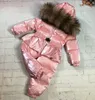 Down Coat Winter Childrens Clothing for Girls Goose Down Warm Pink Girls Winter Coat med Real Raccoon Fur Collar 04 Years 231207