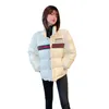 Cappotto parka imbottito in piumino di cotone con colletto rialzato da donna di nuovo design a righe color block SML