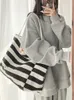 Evening Bags Youda Canvas Fabric Shoulder Bag For Women Simple Colorful Striped Pattern Handbag Large Casual Capacity Shopper Tote