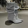 Bot Kadın Kauçuk Ayakkabı Botlar Seksi Seksi Uyluk Yüksek Topuklu Lüks Tasarımcı Yağmur Yaz Stiletto 2023 Diz üstü