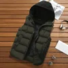 Men's Vests Autumn Winter Cotton Clothing Solid Color Casual Hooded Cross-Border Leisure Slim Fit Windproof Waterproof Coat B60