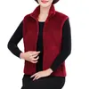 Gilets pour femmes Femmes Hiver Zip-up Veste d'âge moyen en peluche sans manches manteau avec col montant fermeture à glissière cou pour l'automne