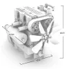 Toyan X-POWER Micro Цельнометаллический четырехтактный двухцилиндровый двигатель с водяным охлаждением Модельный двигатель с метанолом и водяным охлаждением для деталей радиоуправляемой модели