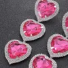 Charm överdriven design rosa kristallhjärta örhängen uttalande smycken kvinnor 2023 kärlek hänge dingle party gåvor 231208