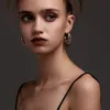 Charm ENFASHION Punk Circle Loop Earring Stainless Steel Hoop Earrings For Women Gold Color Brincos Feminino Fashion Jewelry E211304 231207