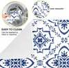 Tapetes de mesa Azul Floral Xadrez Prato Secagem Mat 18x24 Polegada Marroquino Espanhol Azulejo Seco Pratos Pads Protetor de Microfibra para Bancadas de Cozinha