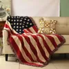 Tapisseries Saisonnière américaine double face en coton tissé pour canapé, couverture avec pompons décoratifs, drapeau américain The Old Glory 231206