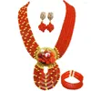 Collana orecchini set costume rosso perline africane gioielli festa nuziale in cristallo