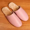 Genuine Leather Women's Slippers Sold with Box Solid Color Cowhide Leather Women Slides