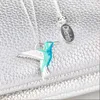 Pendentif Colliers Colibri Chaîne Collier Exquis Bleu Émail Oiseau Cadeaux Pour Femmes Anniversaire Bijoux