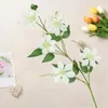 Dekorativa blommor Vackra plastblommor Arrangemang Realistiskt 5-huvud Clematis Fake Easy Care Simulation för bröllopshem Landskapsarkitektur