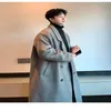 Men's Trench Coats 2023 Winter Fashion Lapel Mid Length Woolen Coat Solid Color Cotton Thickened Warm Overcoat