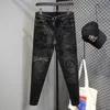 Herenjeans ontwerper Hot Diamond geborduurde jeans, trendy merk bedrukte broek, elastische slanke pasvorm kleine voeten populaire high-end broek G0YQ
