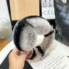 Ear Muffs Fashion Natural 100 Rex Rabbit Fur Earmuff Rosja zima ciepłe kobiety Real Earmuffs Girl S 231208