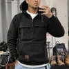 Men's Hoodies Autumn And Winter Hooded Youth Hoodie Tooling Solid Color Casual Coat His Hers For Couples