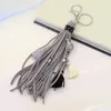 Nyckelringar Bohemiska smycken Keychain Velveteen Ribbon Tassel Shell Pendant Key Chain for Women Bag Decoration Handgjorda tillbehör Gåvor