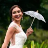 Paraplyer spetsar paraply cosplay accessoarer vit brud parasol bröllop tillbehör vintage trä fancy