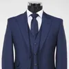 Ternos masculinos azul marinho formal terno para casamento noivo smoking 3 peça masculino moda conjunto jaqueta com calça colete pico lapela roupas