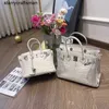 Borsa a mano in coccodrillo dell'Himalaya Borse tote Bychance Piccolo strato Fibbia con diamante personalizzata Borsa in pelle di coccodrillo dell'Himalaya in platino Borsa a spalla portatile da donna HB3X