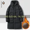 Men's Jackets Veste d'hiver longue hommes 2023 polaire épais chaud à capuche grande taille 6XL 7XL 8XL coupe-vent mâle Parkas rembourré lâche coton pardessus 231208