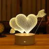 Amor romântico 3d lâmpada em forma de coração balão acrílico led night light decorativo candeeiro de mesa dia dos namorados querida presente da esposa 1208