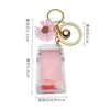 Porte-clés flottant mignon pastèque pêche porte-clés acrylique bouteille mobile liquide mouvant fruits porte-clés anneau femmes sac pendentif Ke297x