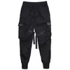 Calças masculinas fitas homens jogger sweatpants calças de carga masculina streetwear hip hop casual preto harem calças masculino harajuku moda calças 231208
