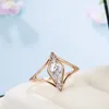 Bröllopsringar WBMQDA Rhombus Design Zircon Ring for Women 585 Rose Gold Color Simple Fashion Daily Matching Fine Jewelry Accessories