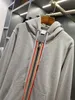 Classic brand designer hoodie fashion stripe stitching design US size gray zipper hoodie high quality luxury mens hoodie