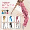 Женские брюки-двойки Femmes Brillantes Jambe Droite Pantalon Decontracte Holographique Reflechissant Disco 231206