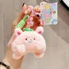 キーチェーン面白い動物のbukeychainストレージバッグを詰めたかわいい車のkeyrings forペンダントクリエイティブなぬいぐるみ犬恐竜aur keychain