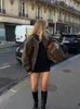 Femmes vestes Vintage en cuir Bomber pour femmes O cou fermeture éclair effet usé court automne femme haute rue Pu manteaux 231208